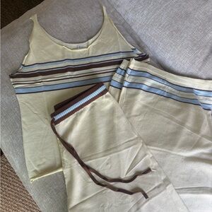 Striped Cream and Brown Lounge Set
